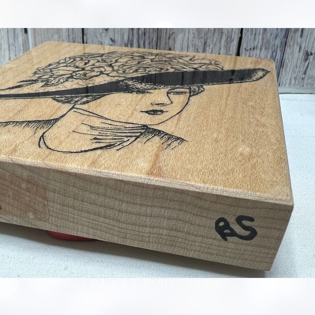 B Line Stamps MICHELLE & BETH Vintage Lady Ladies Hat Rubber Stamps