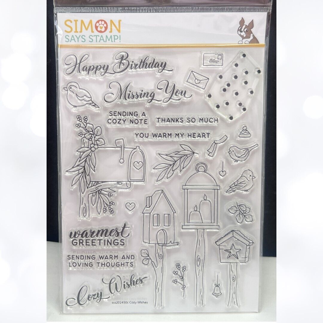 Simon Says Stamp COZY WISHES Birds Christmas 6x8 Rubber Stamps