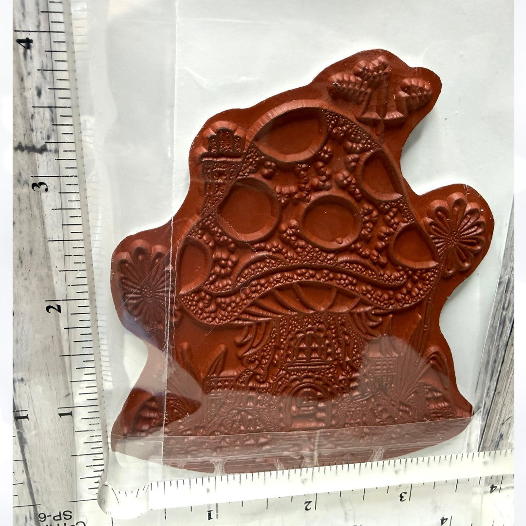 Riley and Company MUSHROOM HOUSE Gnomes Fairy Rubber Stamp Rare