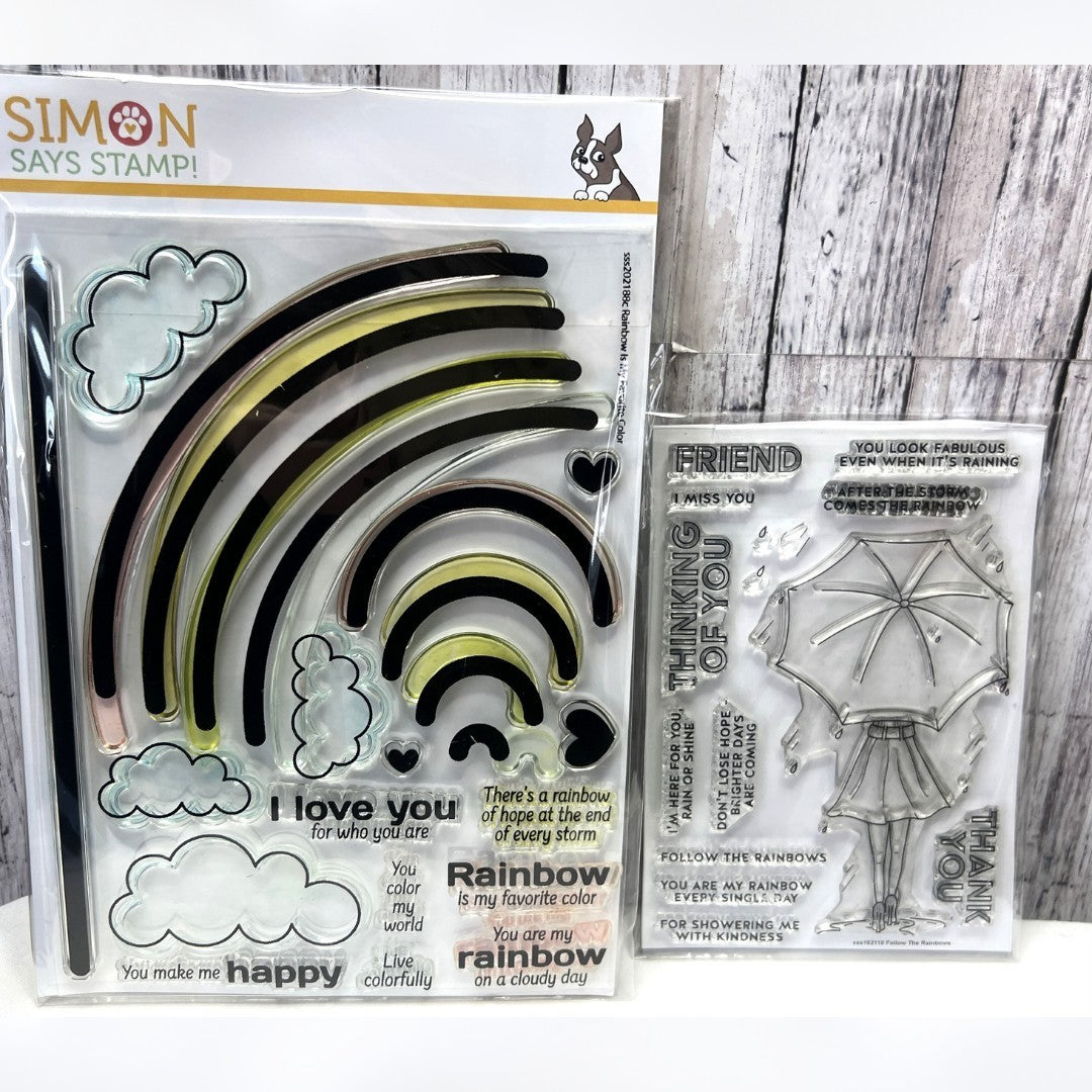 Simon Says Stamp RAINBOW IS MY FAVORITE COLOR Spring Umbrella Rubber Stamps