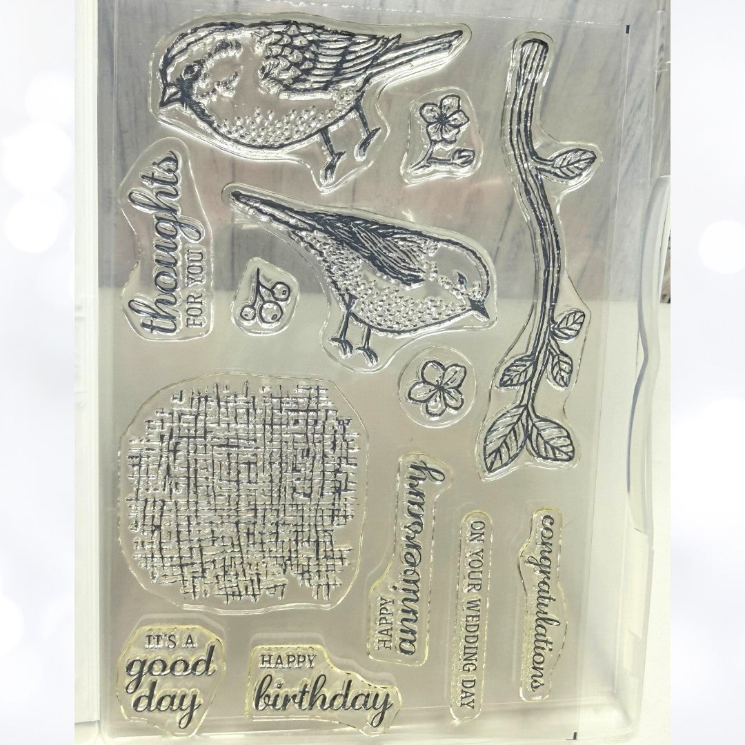 Stampin Up BEST BIRDS Blooms Rubber Stamps Thinlits Dies