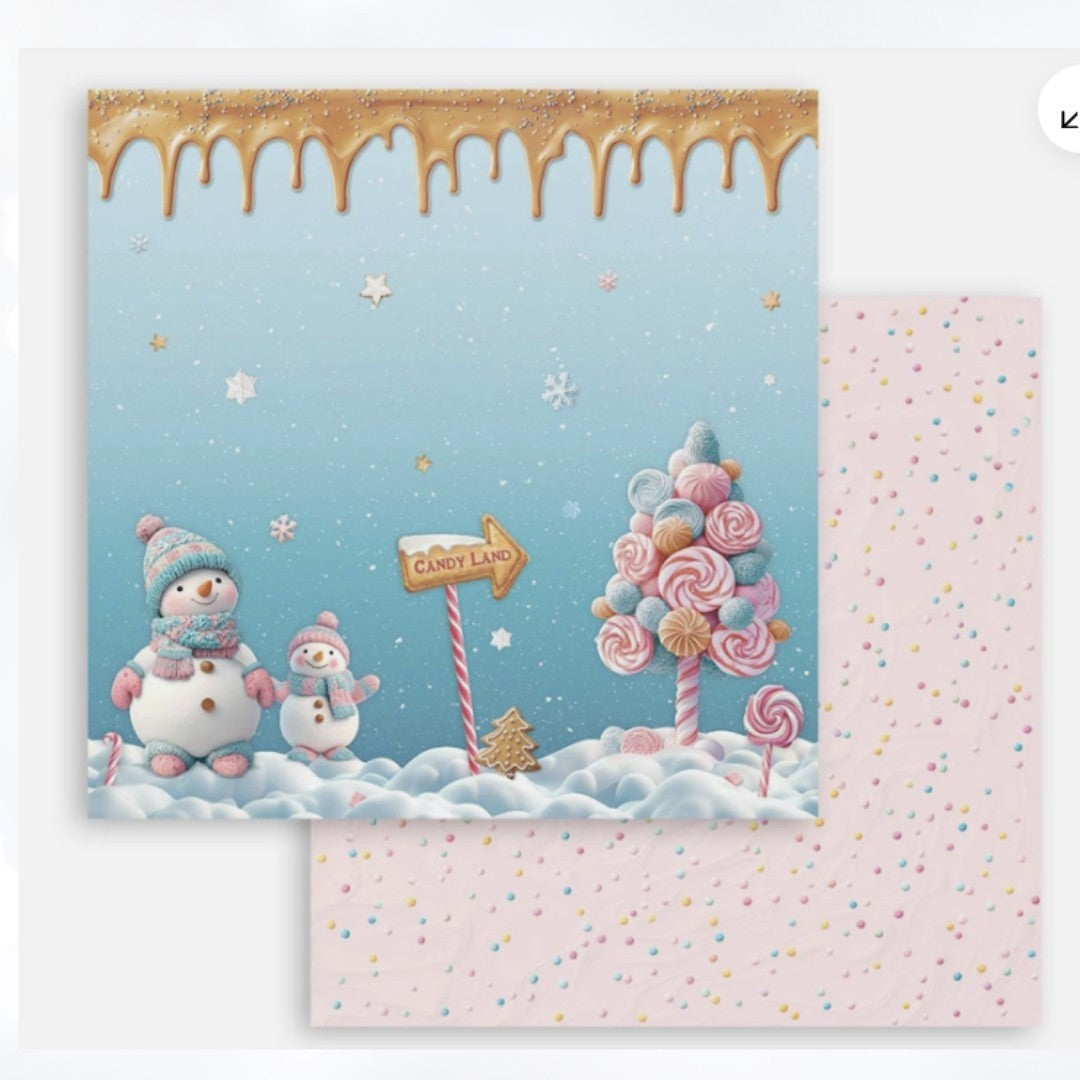Stamperia CANDY CHRISTMAS 12x12 8x8 Cardstock Papers Packs Set of 2