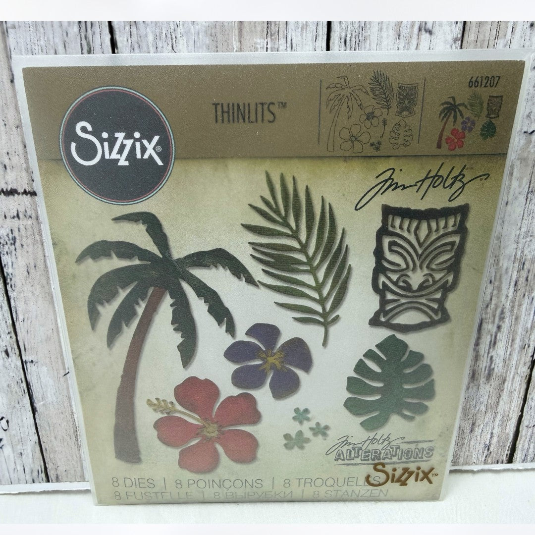 Tim Holtz TROPICAL Palm Tree Vacation Hibiscus 661207 Thinlits Dies Rare