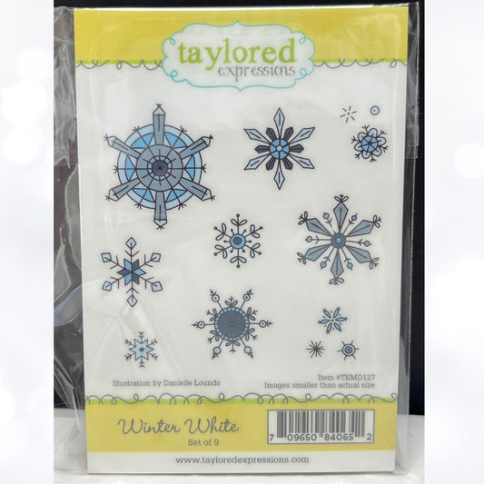 Taylored Expressions WINTER WHITE Snowflakes Christmas Rubber Stamps