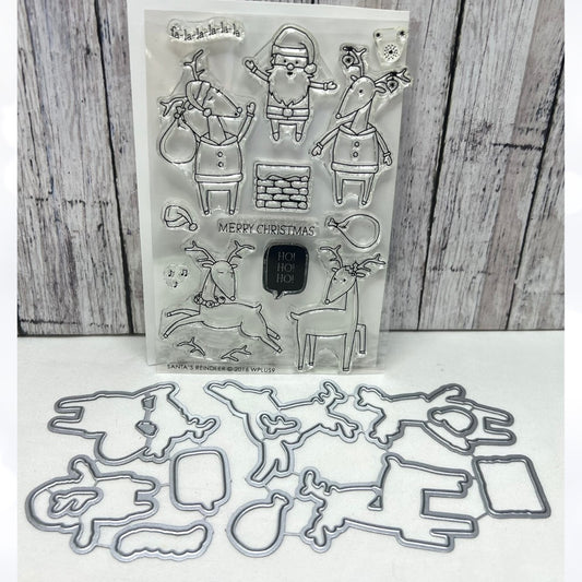 Wplus9 SANTA'S REINDEER W Plus 9 Christmas Rubber Stamps Dies