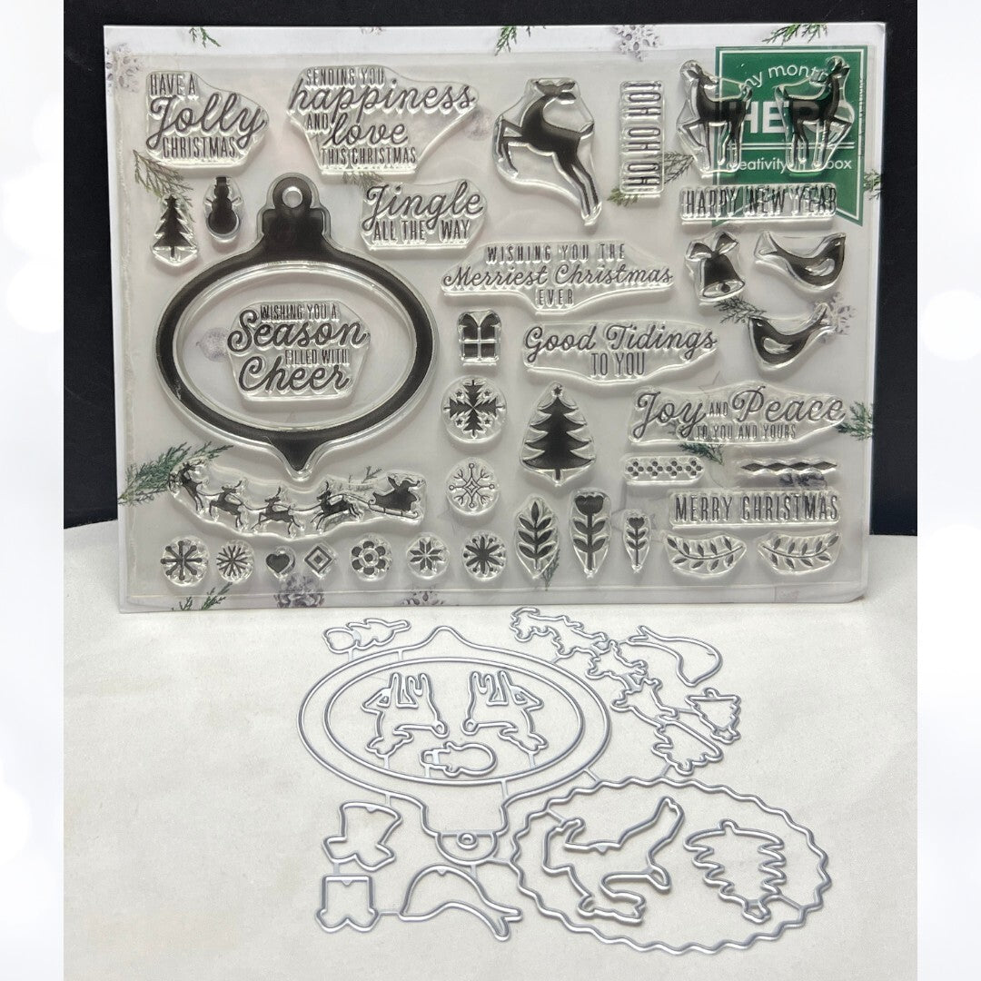 My Hero Arts Kit OCTOBER 2020 Christmas Ornament Rubber Stamps Dies