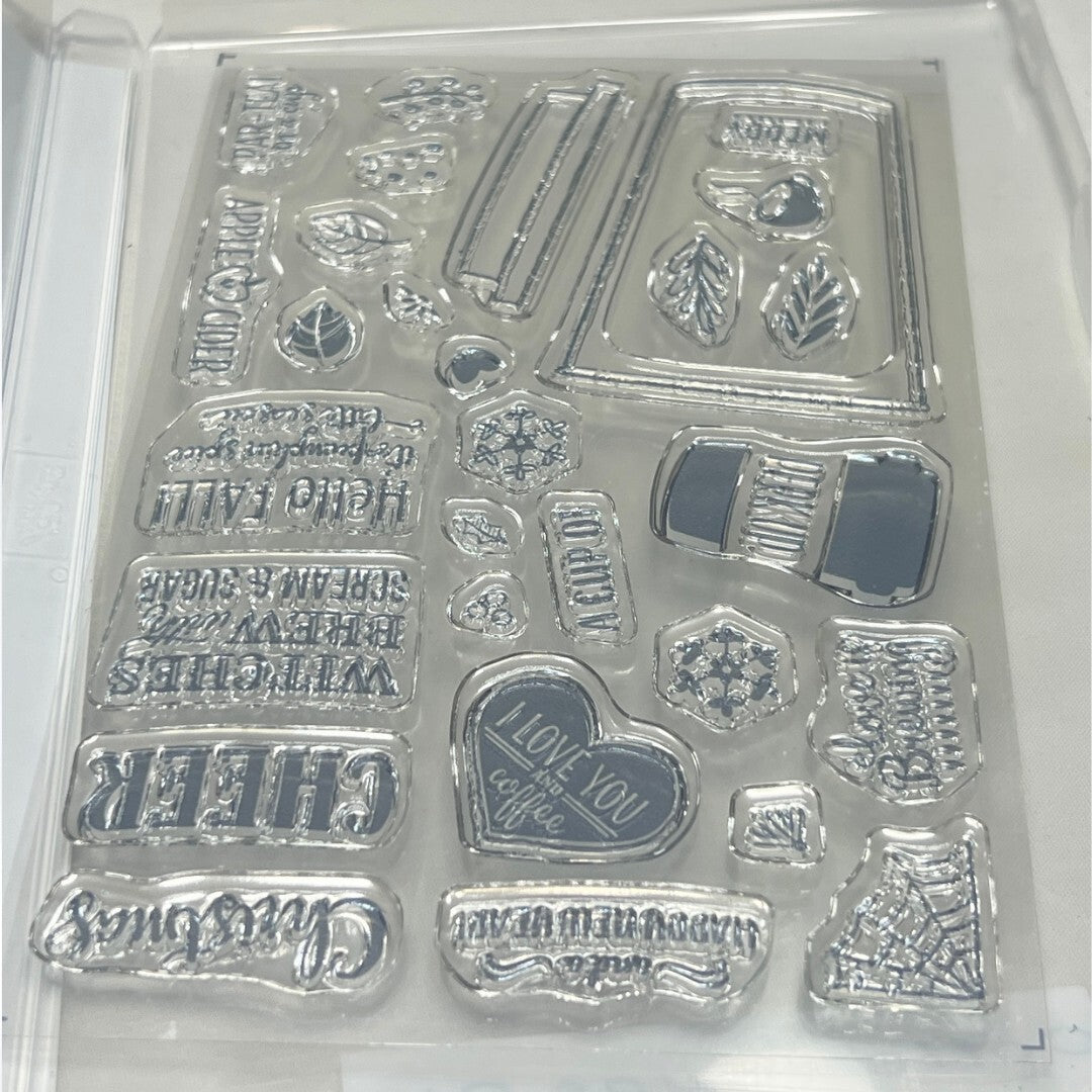 Stampin Up MERRY CAFE Coffe Cups Christmas Rubber Stamps Framelits Dies