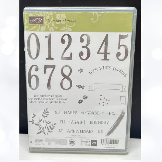 Stampin Up NUMBER OF YEARS Birthday Anniversary School Rubber Stamps