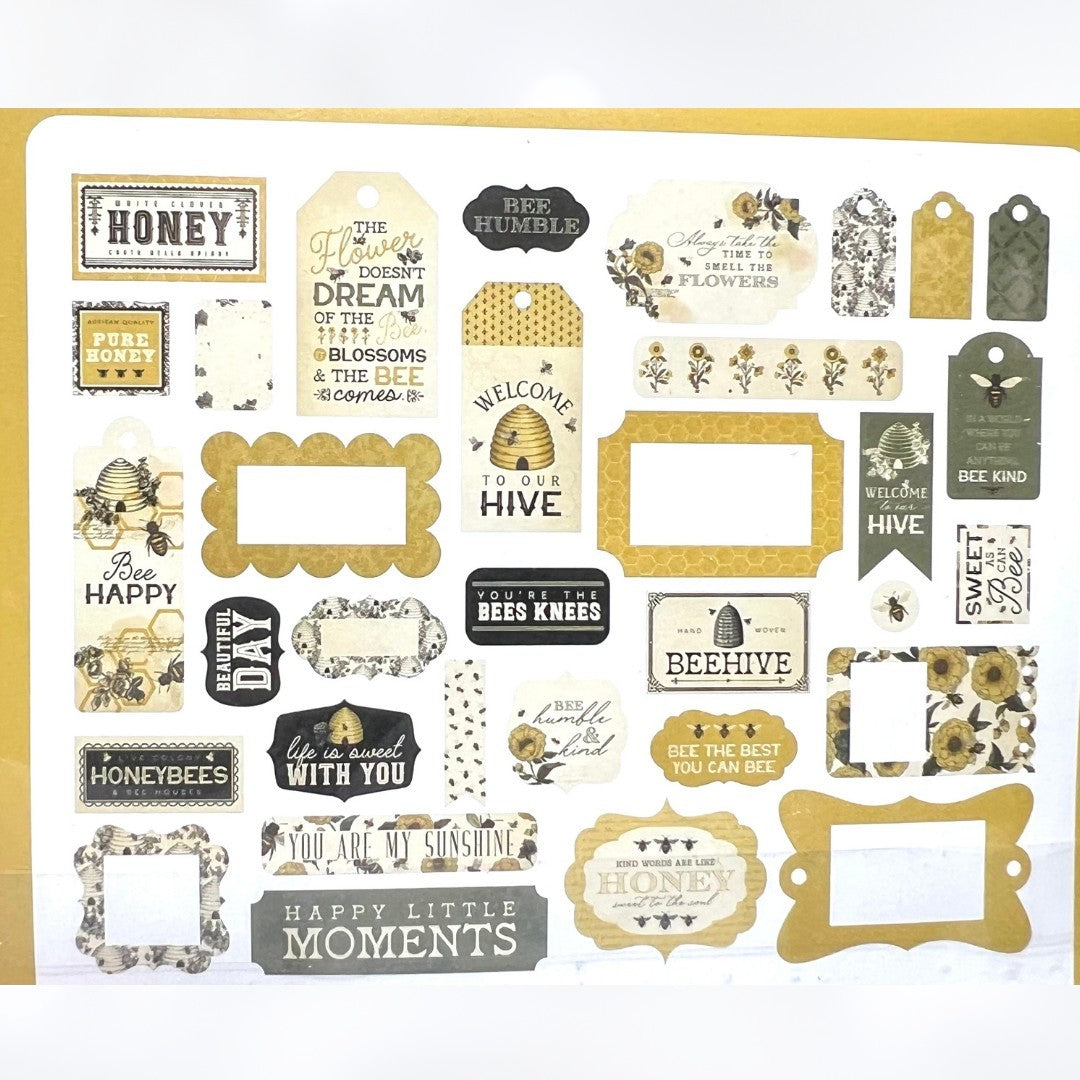 Carta Bella HONEYBEE Bee 12x12 Paper Kit Brads Ephemera Collection