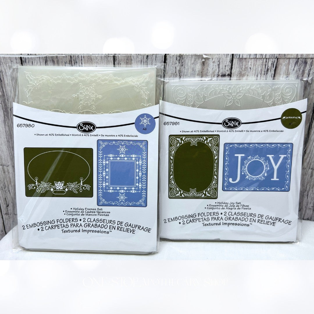 Sizzix HOLIDAY JOY & FRAME Christmas Embossing Folders