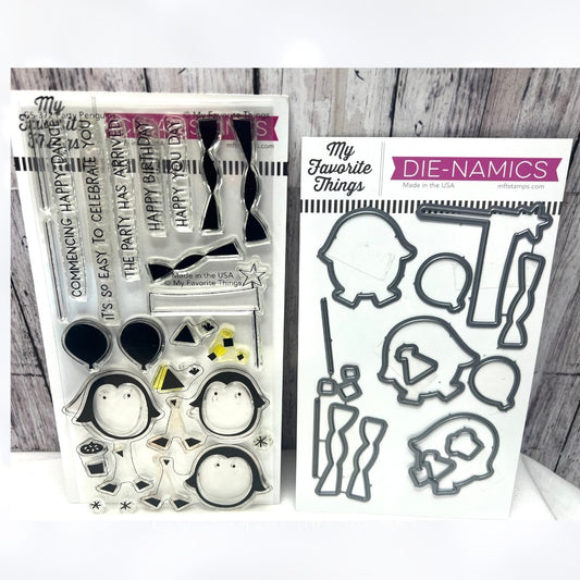 My Favorite Things PARTY PENGUINS Birthday 4x8 Rubber Stamps Dies