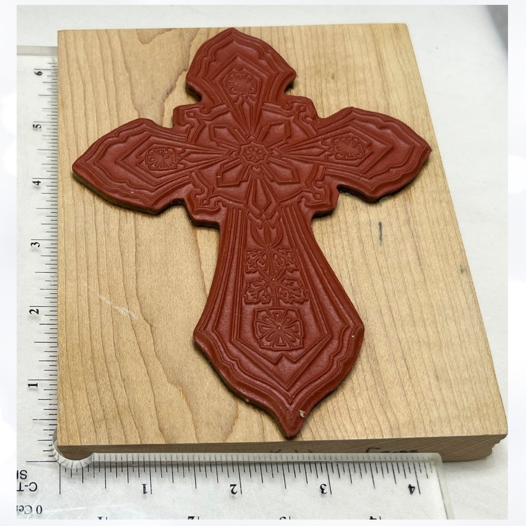 Holly Berry House KILDARE CROSS Religious Easter Wood 1900-S Rubber Stamp