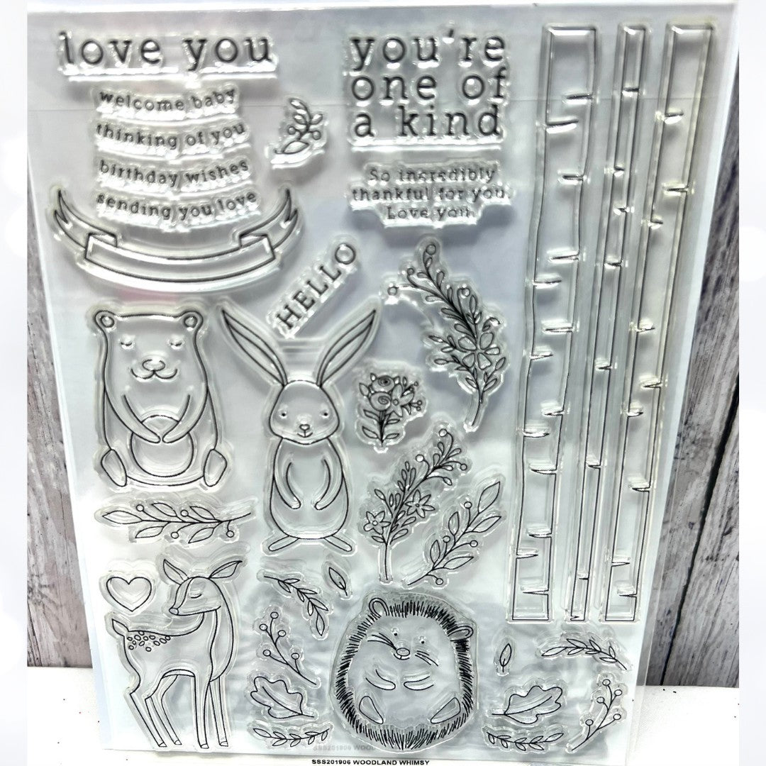 Simon Says Stamp WOODLAND WHIMSY Fall Autumn Animals 6x8 Rubber Stamps Dies