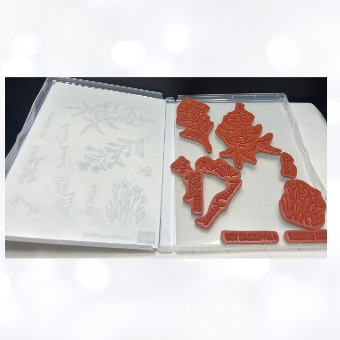 Stampin Up THOUGHTFUL WISHES Flowers Rubber Stamps Dies