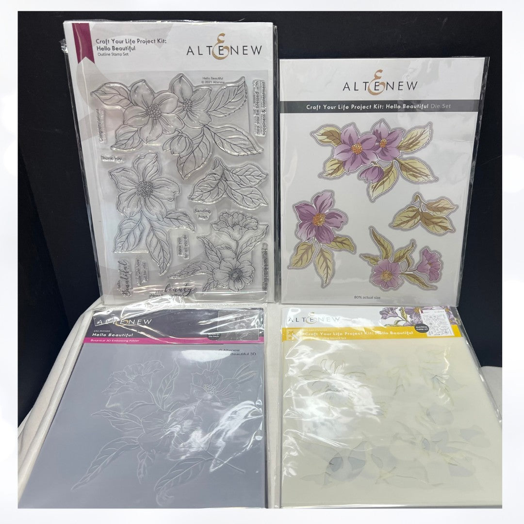 Altenew HELLO BEAUTIFUL Rubber Stamps Dies Stencils Folder Craft Your Life Kit