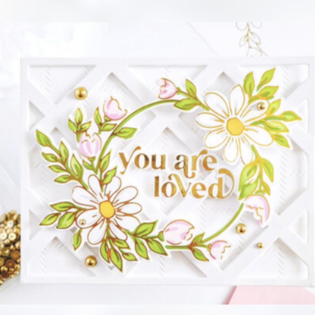 Pinkfresh Studio DAISY WREATH Hot Foil Plate Dies Stencils