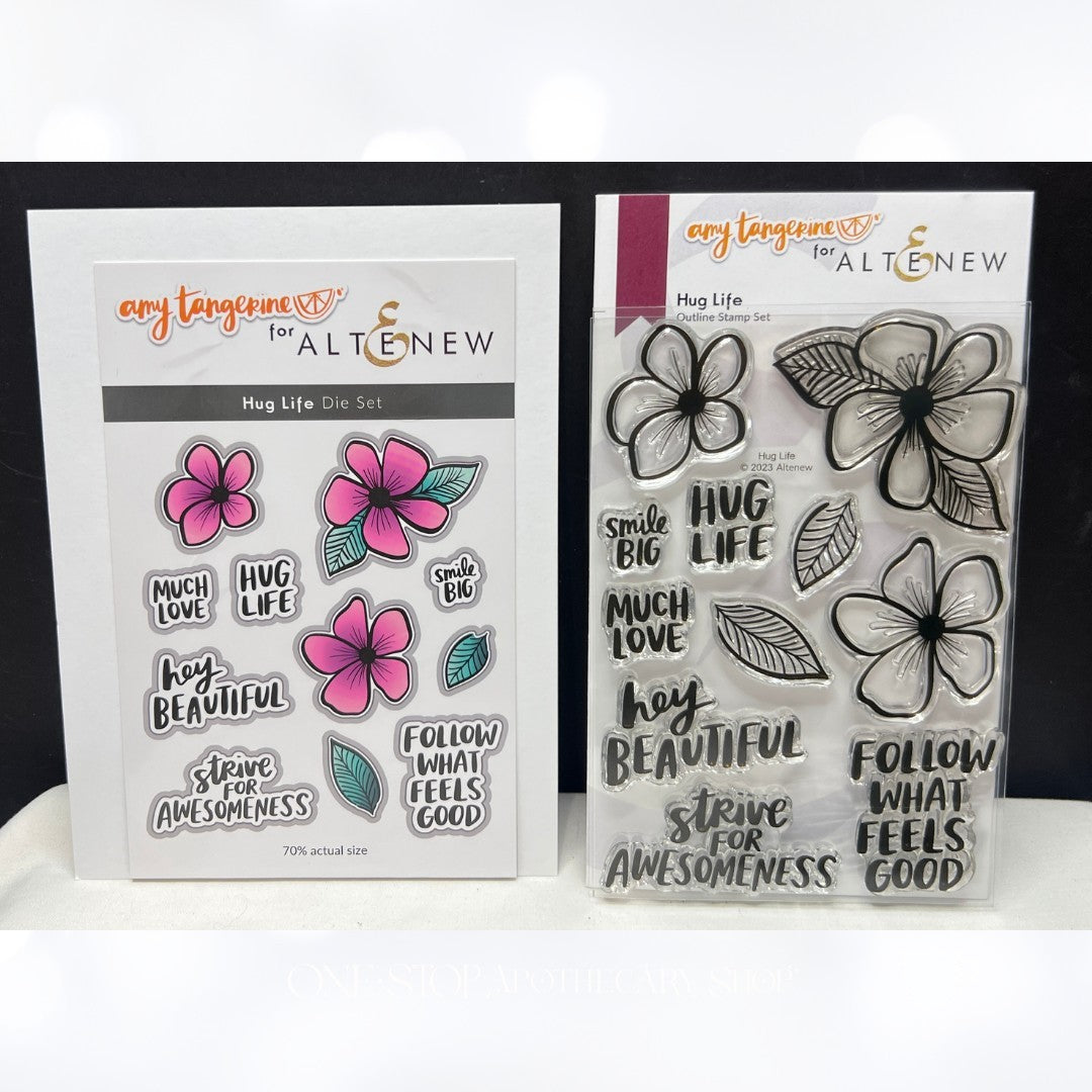 Altenew Amy Tangerine HUG LIFE Flowers Sentiments Planner Rubber Stamps Dies