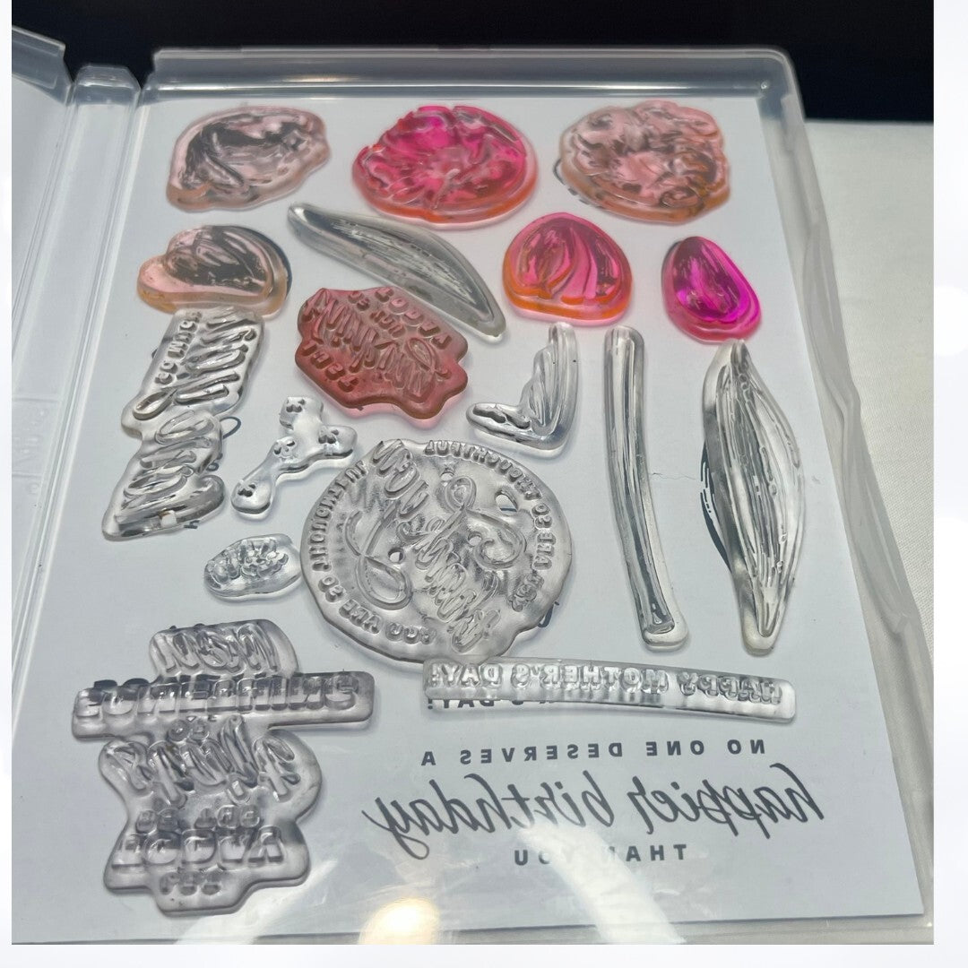 Stampin Up FLOWERING TULIPS Spring Flowers Rubber Stamps Dies AS IS**