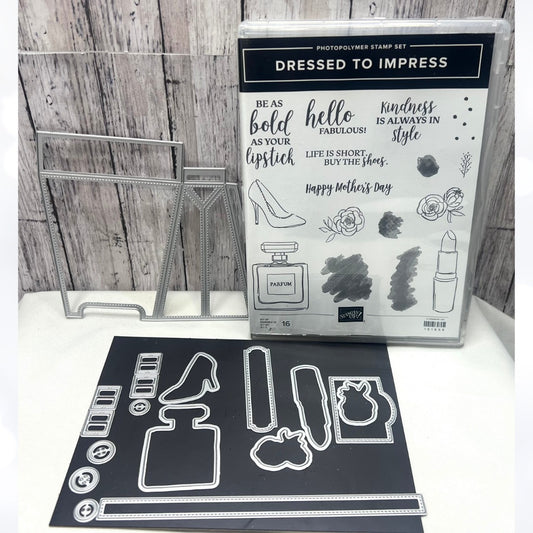 Stampin Up DRESSED TO IMPRESS All Up Makeup Fashion Rubber Stamps Dies