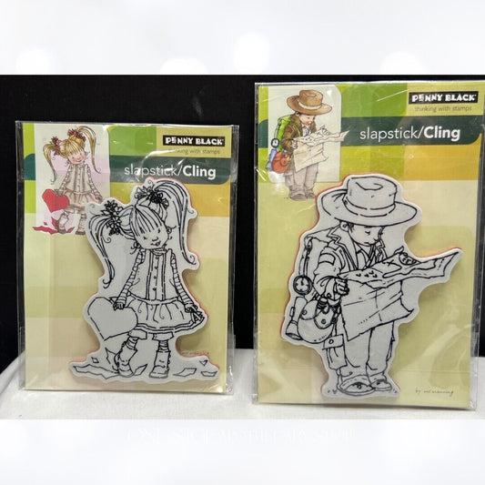 Penny Black HER HEART Explorer Little Boy Girl Kids Rubber Stamps