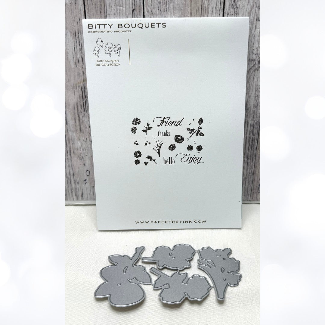 Papertrey Ink BITTY BOUQUET Flowers Floral Rubber Stamps Dies