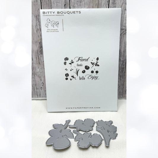 Papertrey Ink BITTY BOUQUET Flowers Floral Rubber Stamps Dies