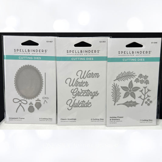 Spellbinders CHRISTMAS Ornaments Greenery Greetings Dies Lot of 3