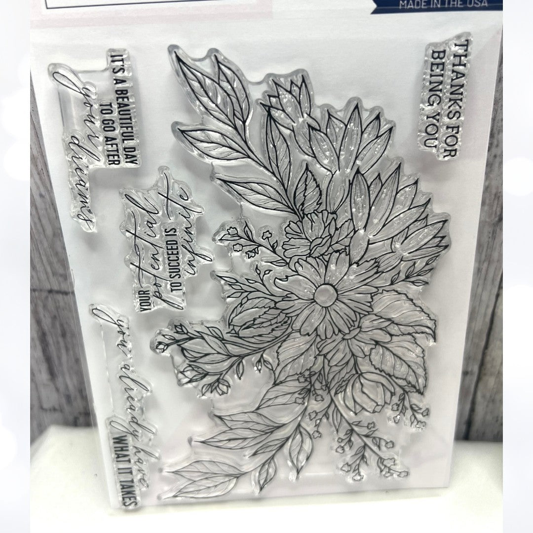 PInkfresh Studio INFINITE BLOOMS Flowers Rubber Stamps Dies Stencils