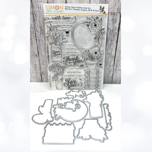 Simon Says Stamp MANDY'S FLOWERS 6x8 Rubber Stamps Dies