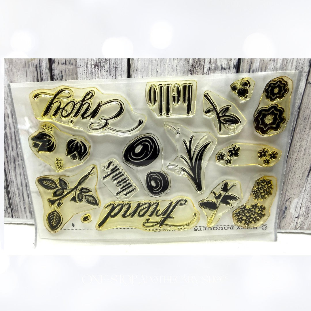 Papertrey Ink BITTY BOUQUET Flowers Floral Rubber Stamps Dies
