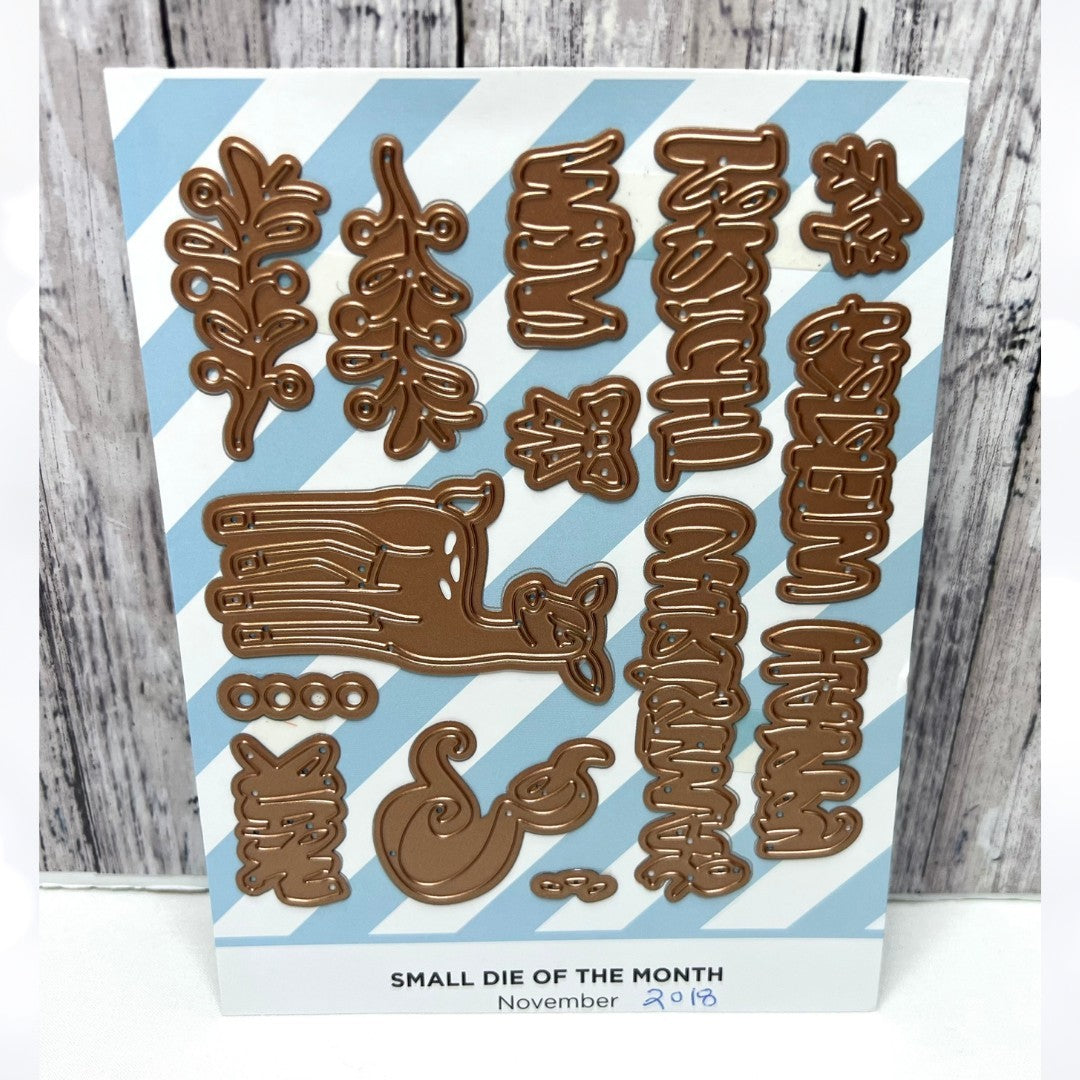 Spellbinders HOLIDAY GREETINGS Deer Christmas Small Dies of the Month Nov 2018