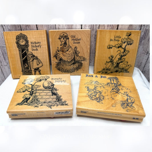 Stampabilities NURSERY RHYMES Mother Goose Children Rubber Stamps Lot of 5