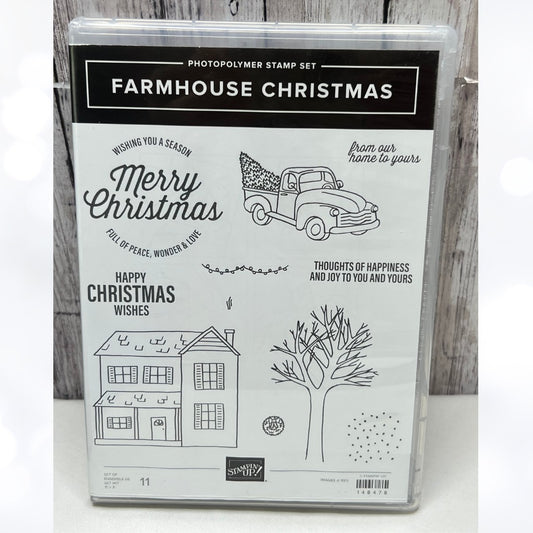 Stampin Up FARMHOUSE Christmas Truck Holiday Rubber Stamps