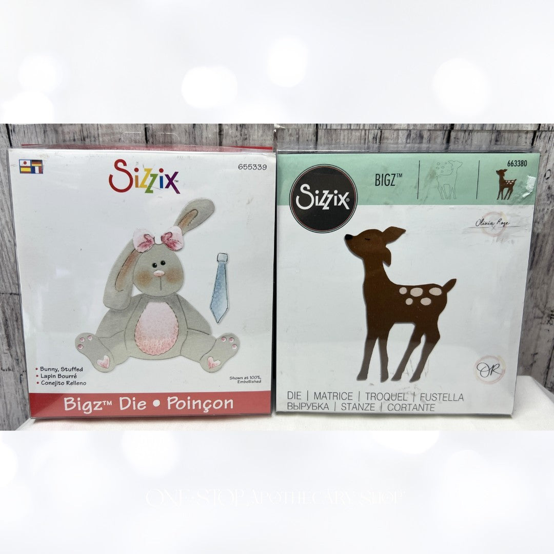 Sizzix RETRO DEER Stuffed Bunny Animals Bigz Dies Set of 2