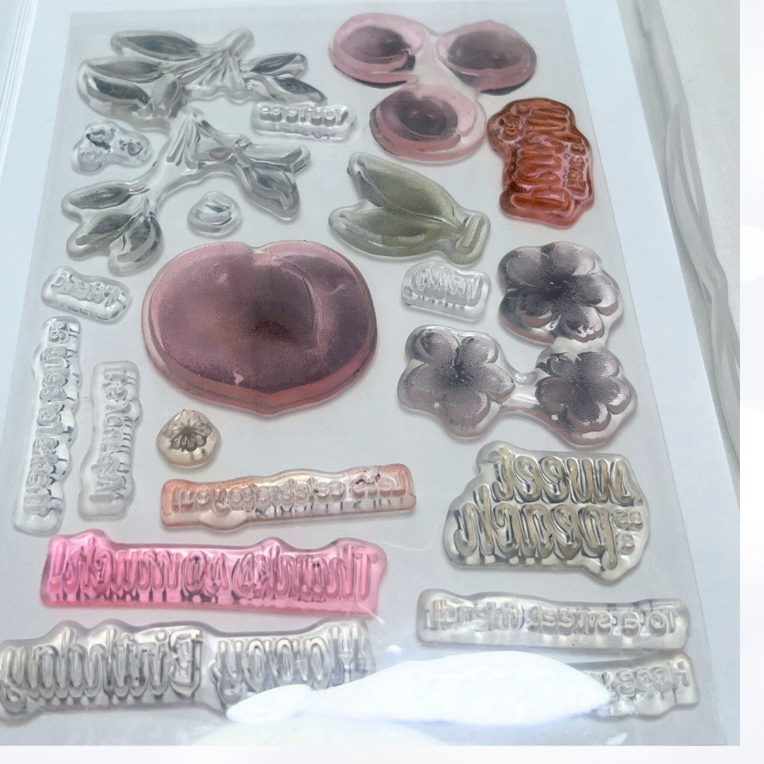 Stampin Up SWEET AS A PEACH Fruit Rubber Stamps Dies