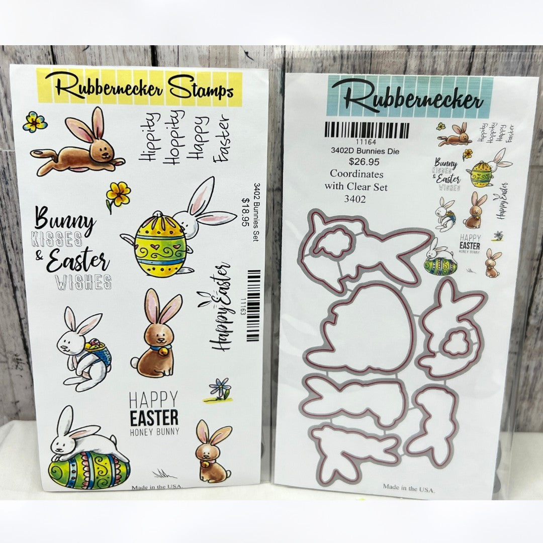 Rubbernecker Stamps BUNNIES SET Easter Bunny Rabbit Eggs Rubber Stamps Dies