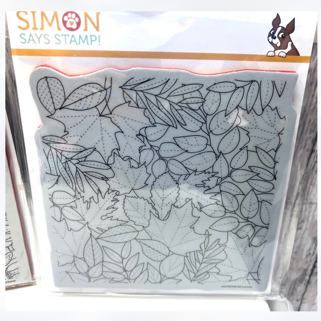 Simon Says Stamp ALL LEAVES Floral Mix 6x6 Fall Autumn Background Rubber Stamps