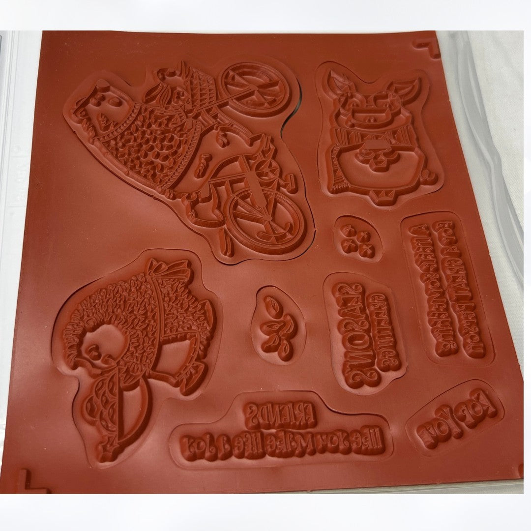 Stampin Up JOYFUL LIFE Bear Pig Hedgehog Animals Rubber Stamps