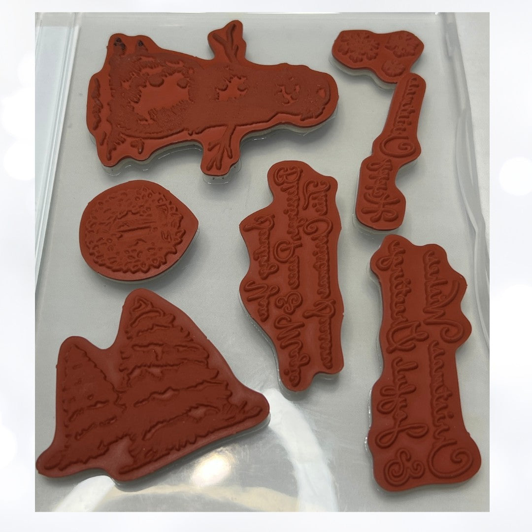 Stampin Up SNOW WONDER Snowman Christmas Time Rubber Stamps Dies