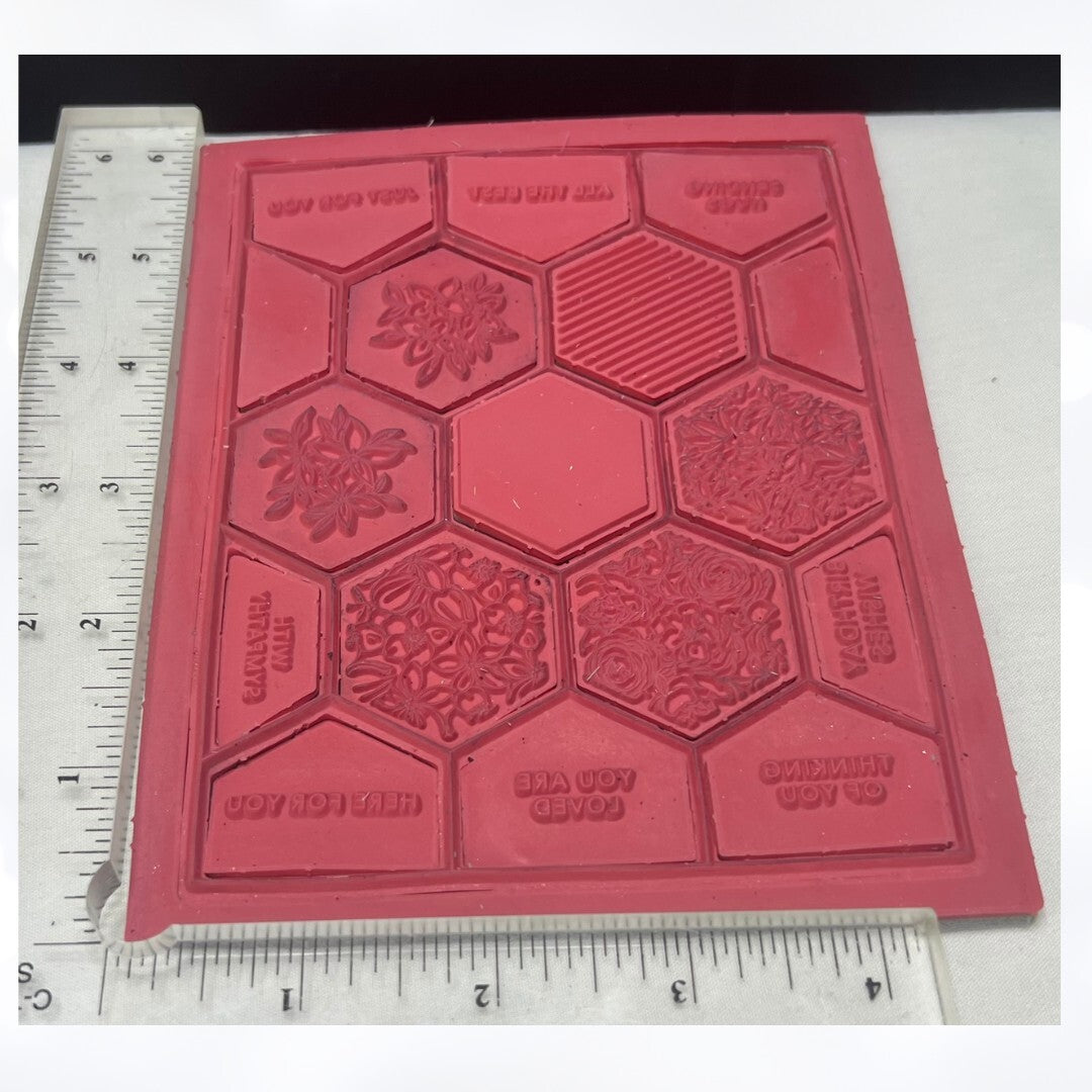 Pinkfresh Studio POP OUT HEXAGONS Floral Rubber Stamps Background Die