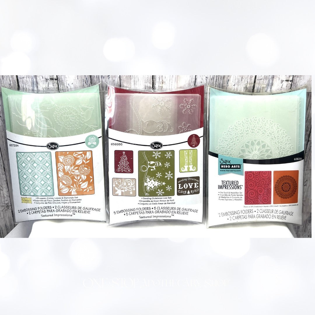 Sizzix CHRISTMAS Blossoms Medallion Embossing Folders Lot