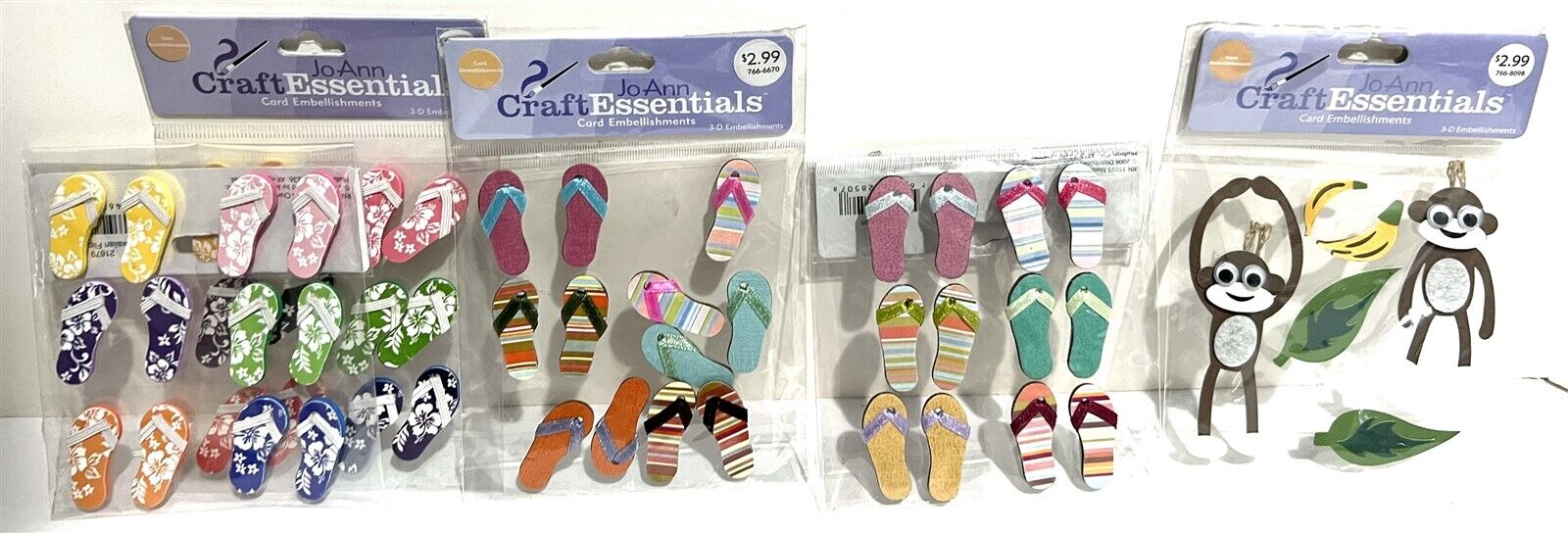 Jo-Ann Craft Essentials Holidays Flip Flops Halloween Christmas 3D Stickers Lot