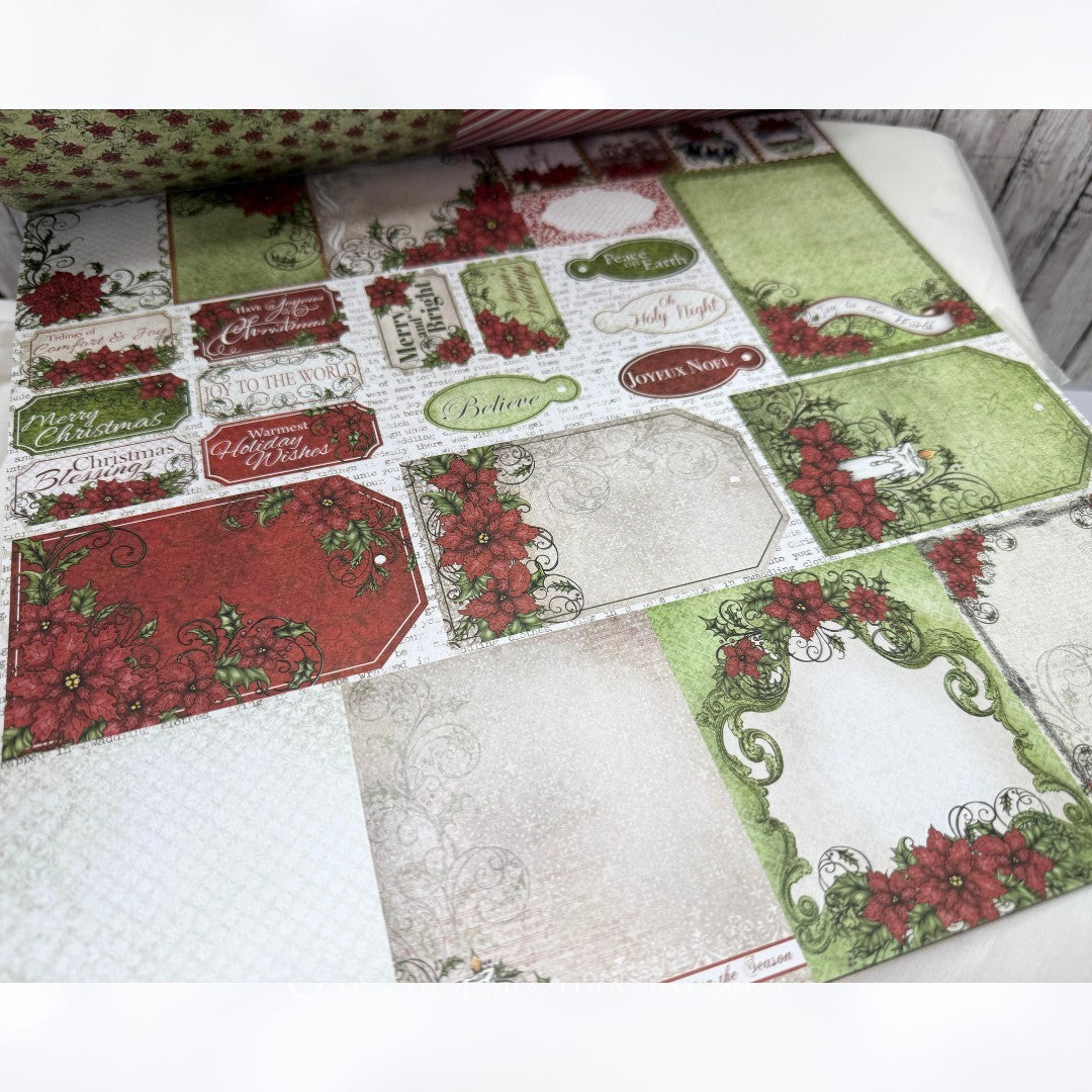 Heartfelt Creations SPARKLING POINSETTIA Christmas 12x12 Paper Collection Rare