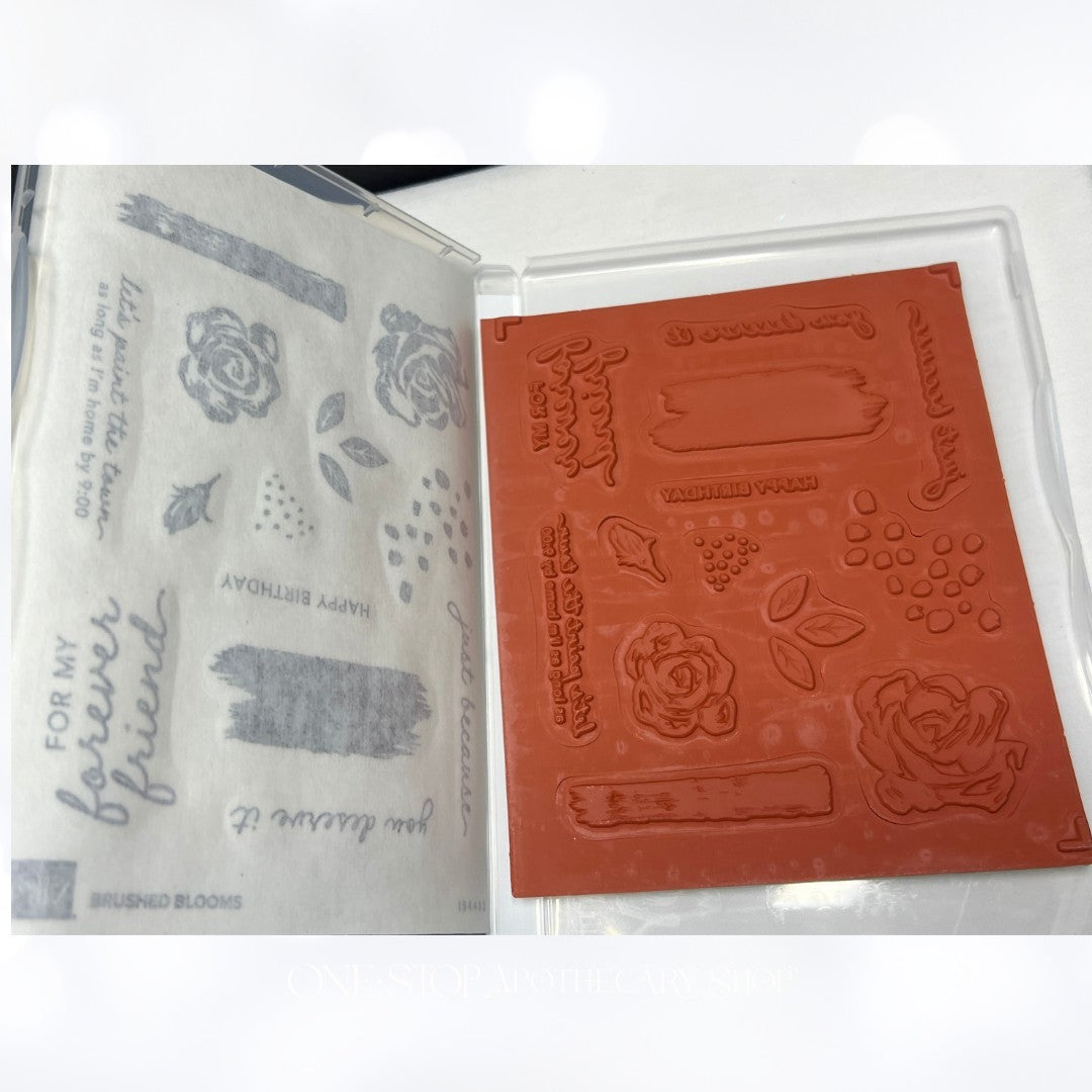 Stampin Up BRUSHED BLOOMS Beautiful Brushstrokes Rubber Stamps Dies