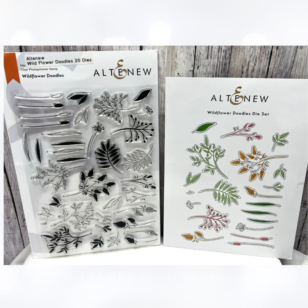 Altenew WILDFLOWER DOODLES Flowers 6x8 Rubber Stamps Dies
