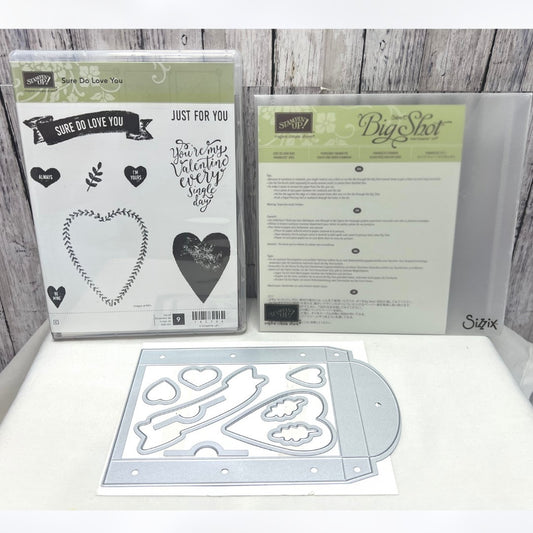 Stampin Up LOTS TO LOVE BOX Valentines Day Hearts Rubber Stamps Framelits Dies