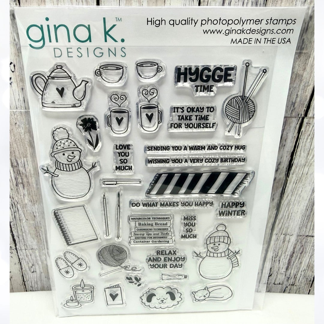 Gina K Designs HYGGE TIME Christmas Snowman Holiday 6x8 Rubber Stamps