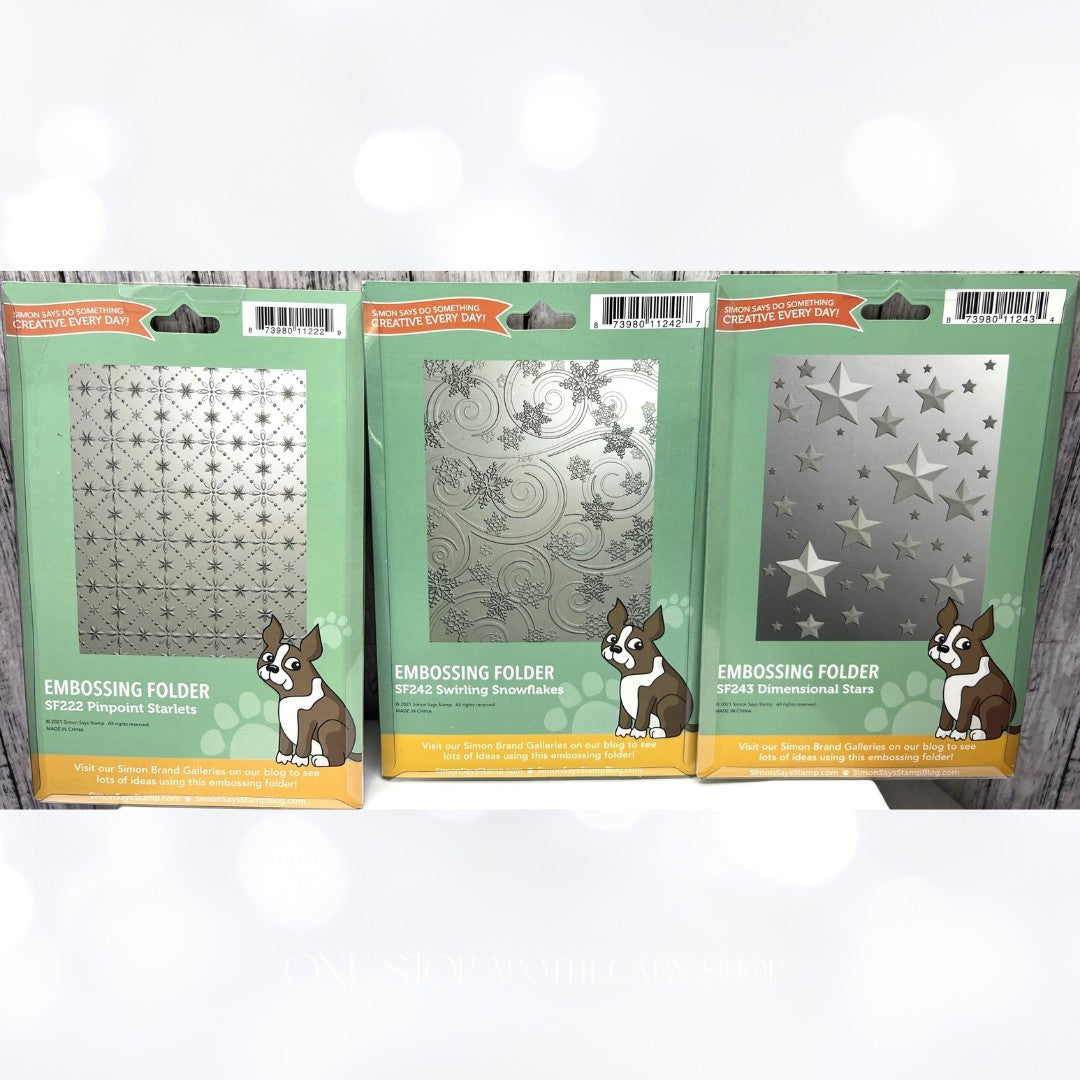 Simon Says Stamp CHRISTMAS Stars Snowflakes Pinpoint 3D Embossing Folders Lot