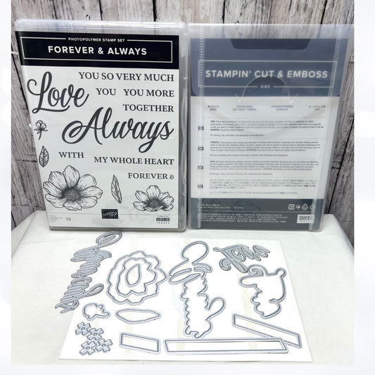 Stampin Up FOREVER & ALWAYS Anniversary Love Rubber Stamps Dies