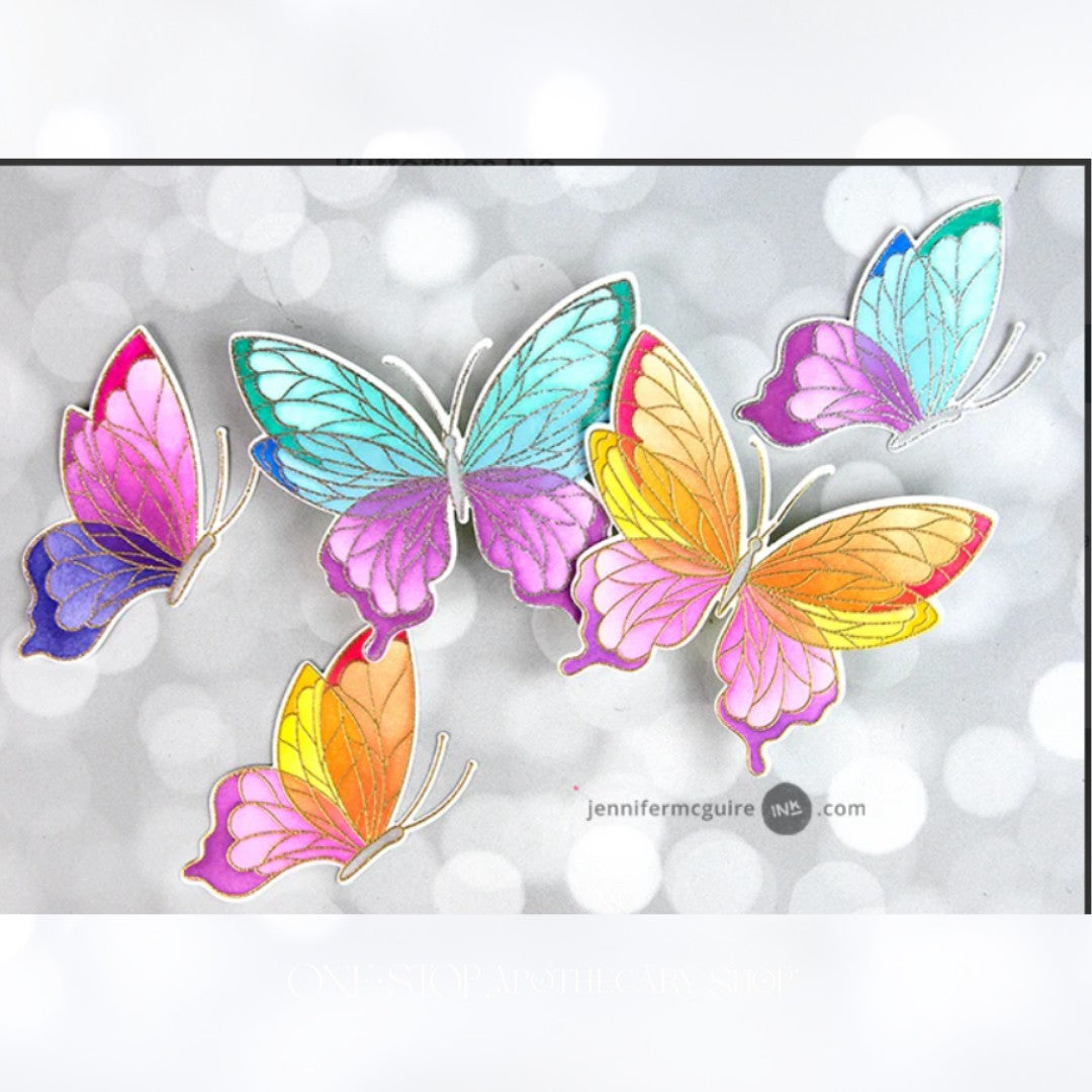 Pinkfresh Studio BUTTERFLIES Butterfly Rubber Stamps Dies Hot Foil Stencils